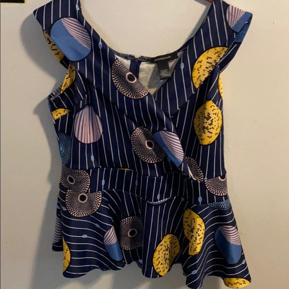 Blue print peplum style top